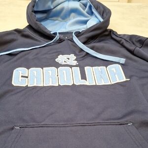 Champion NC Carolina Navy Blue Hoodie Large Front Pocket‎ Fleece Lined